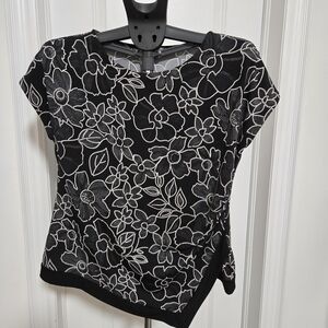 Laura Floral Black and White Women's Top